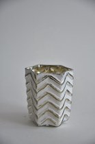 Oneiro's Luxe Waxinelichthouder  WHITE SILVER - ø 8x8x8cm - kaarsenhouders - kaarsenhouder - waxinehouder - decoratie – woonaccessoires – theelichthouder – zwart – goud – zilver