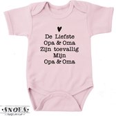 Baby Romper Met Tekst Baby Roze Maat 74 * Snoes * De Liefste Opa en Oma zijn toevallig mijn Opa en Oma * Lief kraam cadeau * Aankondiging zwangerschap aan Opa & Oma* Opa & Oma Baby Cadeau * B