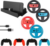 A&K 10in1 Accessoires Set | Geschikt voor Nintendo Switch - OLED - 2021 | Oplader Dock | Joy Con Grip Stuur en Controller Set
