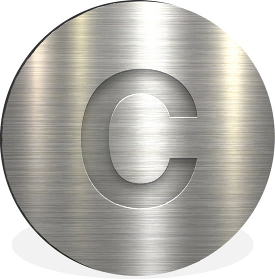 WallCircle - Wandcirkel - Muurcirkel - Een illustratie van een zilveren letter C - Aluminium - Dibond - ⌀ 30 cm - Binnen en Buiten