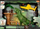 Dinosaurus speelset- dinosaurus met helicopter - Complete set met boomhut, voertuig, wapens, 2 figuren en uiteraard de dinosaurus