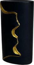 Luxe zwarte vaas met goud patroon