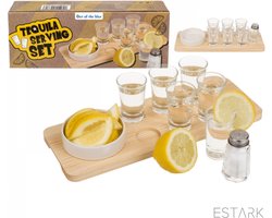 Tequila Serving Set - Serveerplank voor Tequila - Tequila Shotjes - Set Shotglazen - Shotglaasjes - Tequilla shotjes Serveerplank 9-delig - Shotjes Drinken met Serveer Accessoires Image