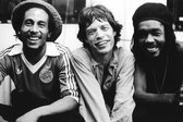 Bob Marley Mick Jagger Peter Tosh poster A3-formaat zwart/wit