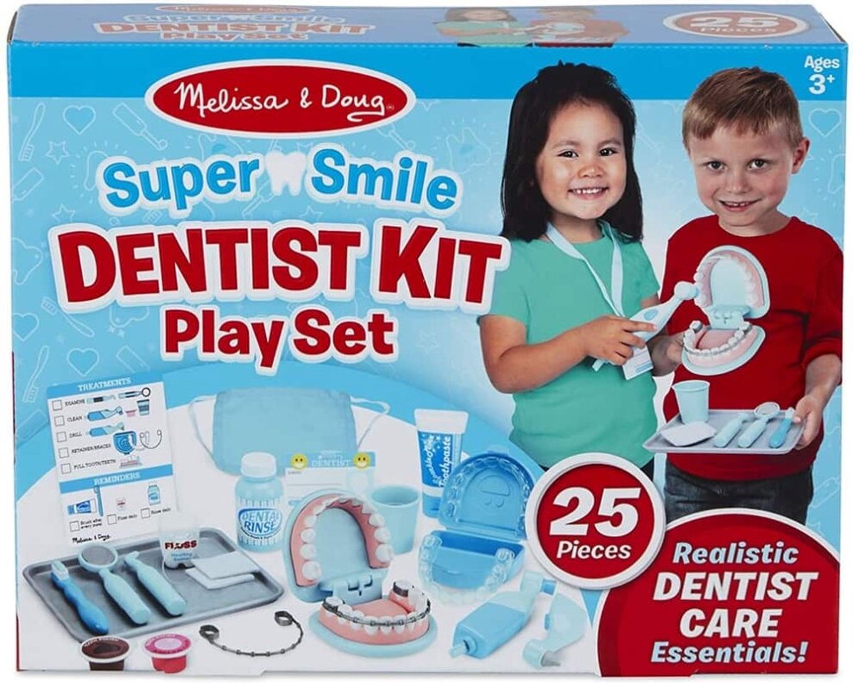 Melissa & Doug Kit de dentiste Super Smile pour enfants, Jeu de rôle, Jouets  de dentiste pour enfants, Jouets éducatifs, Cadeau pour filles et garçons  de 3 4 5 6 7 ans 
