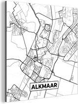 Décoration murale Métal - Peinture Aluminium - Carte - Alkmaar - Zwart - Wit - 20x20 cm - Dibond