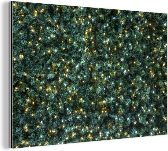 Décoration murale Métal - Peinture Aluminium Industriel - Sapin de Noël - Éclairage de Noël - Noël - 150x100 cm - Dibond - Photo sur aluminium - Décoration murale industrielle - Pour le salon/chambre