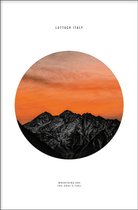 Walljar - Sunrise Mountain Luttach - Muurdecoratie - Poster met lijst