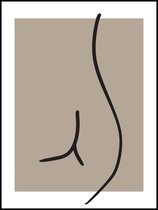Poster Vrouw 40x30 - Naakt - Nude - Abstract Erotische Vorm - Billen - Sexy Poster Abstract