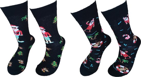2 PAAR - Verjaardag cadeau - Grappige sokken - Kerst sokken - Mismatch Sokken - Leuke sokken - Vrolijke sokken - Luckyday Socks - Kerst Cadeau sokken - Socks waar je Happy van wordt - Maat 42-47
