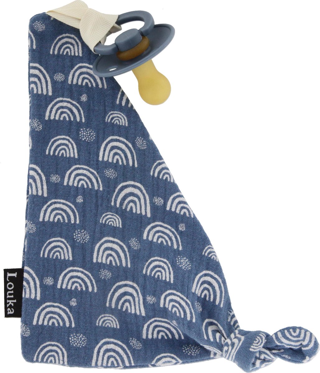 Goedkoopste Louka Speendoekje driehoek regenboog blauw - hydrofiel katoen - speenknuffel - excl. Bibs speen