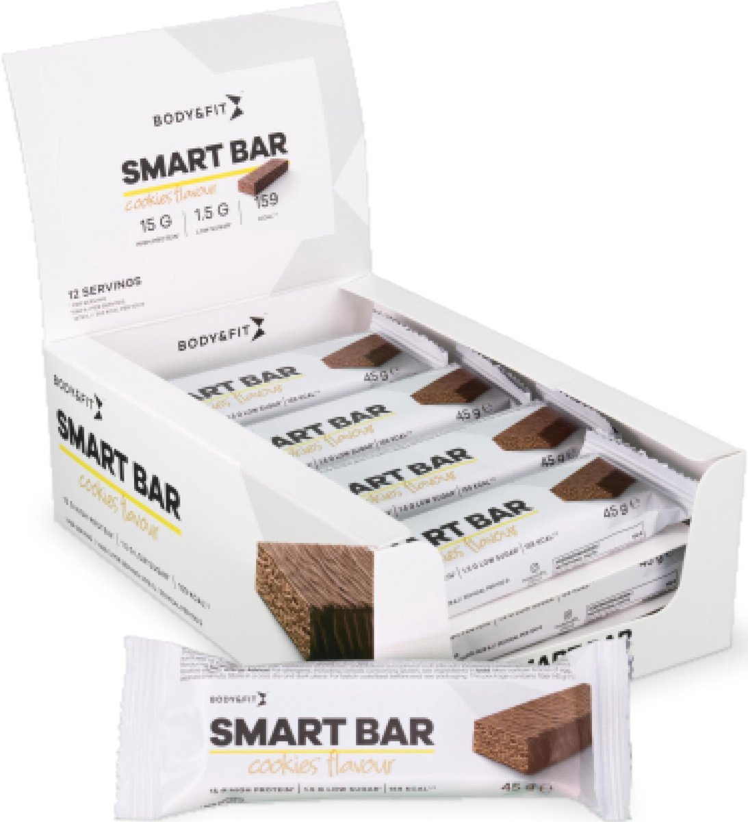 Goedkoopste Body & Fit Smart Bars Proteine Repen - Protein Bar - Eiwitreep met 15 Gram Eiwit - Cookies - 540 gram (12 Eiwitrepen