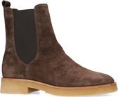 Manfield - Dames - Bruine suède chelsea boots met beige zool - Maat 39