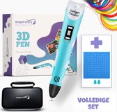GadgetFactory 3D Pen - Inclusief 59 Meter Filament + Opbergcase + 3D Tekenmat + Vingerbeschermers + 3D-Pen Houder + 10 Stencils + NL Handleiding - 3D Pen Starterspakket - Blauw