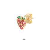 Twice As Nice Oorbel per stuk in 18kt verguld zilver, aardbei, fuchsia en groene zirkonia