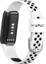 Fitbit Luxe Sport Bandje - Siliconen - Wit Met Zwart - 160-220mm - Wearablebandje - Geschikt voor Sportactiviteiten