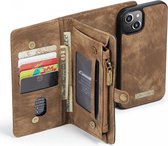 CaseMe 2-in-1 Apple iPhone 13 Hoesje Book Case met Back Cover Bruin