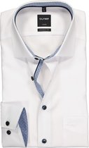 OLYMP Luxor modern fit overhemd - mouwlengte 7 - wit (contrast) - Strijkvrij - Boordmaat: 40