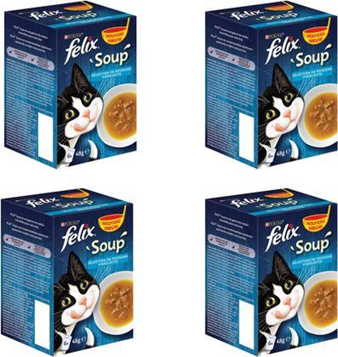 Felix - Kattenvoer - Soep Vis - 6x48 gram - per 4 verpakkingen
