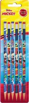 potloden Mickey Mouse jongens 17 cm hout blauw 6 stuks