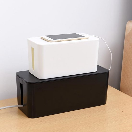 Kabelbox - Opbergbox stekkerdoos - Kabelbox voor snoeren wegwerken - Wit - 32 cm - Allteq
