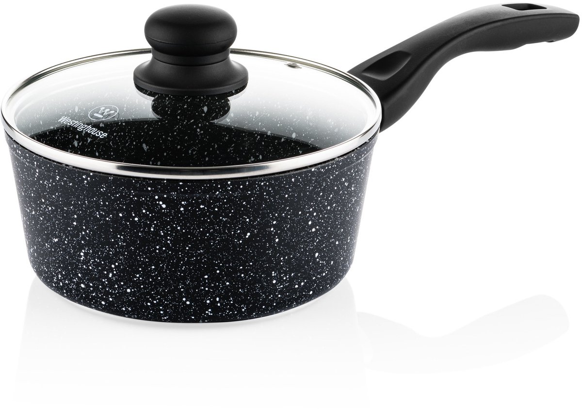 Bol.com Westinghouse Steelpan – Ø 18 cm – Inductie Pan – Inclusief Deksel – Black Marble aanbieding