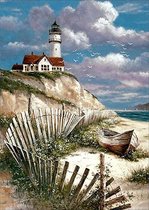 Diamond Painting World - Vuurtoren bij het strand – 30x40cm - Diamond painting - Diamond painting pakket – volledig bedekt – Volwassenen