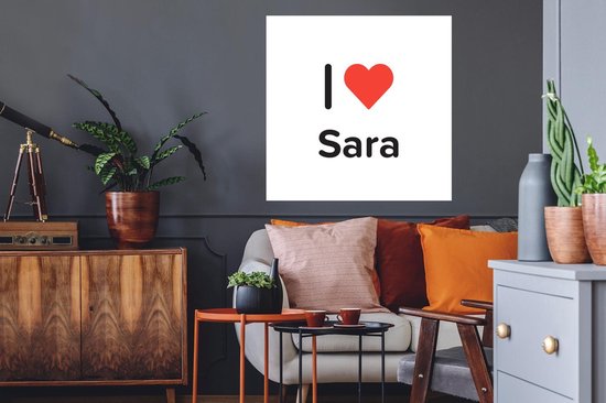 Stickers muraux - Film adhésif - J'aime - Sara - Fille - 80x80 cm - Film adhésif - Stickers muraux chambre d'enfant - Papier peint autocollant - Papier peint autocollant - Film adhésif