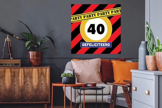 Stickers muraux - Film autocollant - Anniversaire - 40 ans - Panneau de signalisation - 50x50 cm - Film adhésif - Stickers muraux muraux Chambre d'enfant - Papier peint autocollant - Papier peint autocollant - Film autocollant