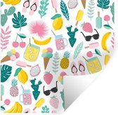 Muurstickers - Sticker Folie - Zomer - Elementen - Patroon - 100x100 cm - Plakfolie - Muurstickers Kinderkamer - Zelfklevend Behang XXL - Zelfklevend behangpapier - Stickerfolie