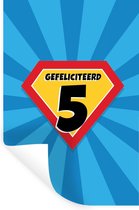 Muurstickers - Sticker Folie - Verjaardag - 5 Jaar - Kinderen - Superheld - 40x60 cm - Plakfolie - Muurstickers Kinderkamer - Zelfklevend Behang - Zelfklevend behangpapier - Stickerfolie