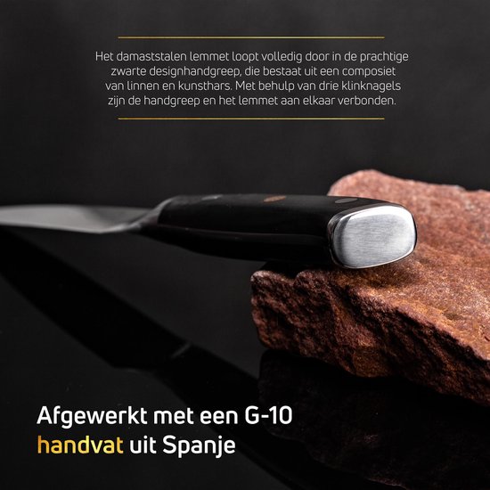 VDN Couteau éplucheur en acier damassé - Série Élégance - Damas japonais VG-10 - 67 couches d'acier