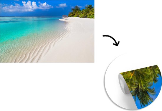 Papier peint Papier peint photo en vinyle - Vue depuis la plage tropicale sur l'eau bleu azur largeur 600 cm x hauteur 400 cm - Tirage photo sur papier peint (disponible en 7 tailles) / Mer et plage