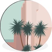 WallCircle - Tableau - Palmiers d'été Bâtiments - Multicolore - 30 X 30 Cm