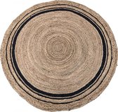 Rocaflor - Vloerkleed - rond - jute - bruin - zwart -rand - rond -ø-150cm