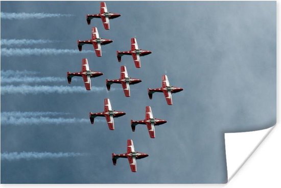 Foto: Poster acrobatische snowbirds vliegtuigen vliegen in formatie 120x80 cm