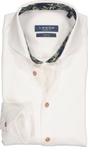 Ledub Modern Fit overhemd - wit pique tricot (contrast) - Strijkvriendelijk - Boordmaat: 46