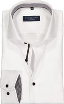 CASA MODA comfort fit overhemd - wit twill (contrast) - Strijkvrij - Boordmaat: 49