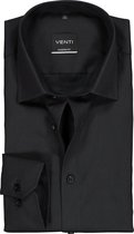 VENTI modern fit overhemd - zwart - Strijkvrij - Boordmaat: 45