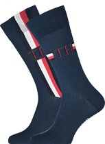 Tommy Hilfiger Iconic Logo Stripe Socks (2-pack) - herensokken katoen - blauw - Maat: 43-46