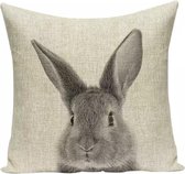Dieren kussenhoes - Konijn - Fotoprint - Sierkussen - 45x45 cm