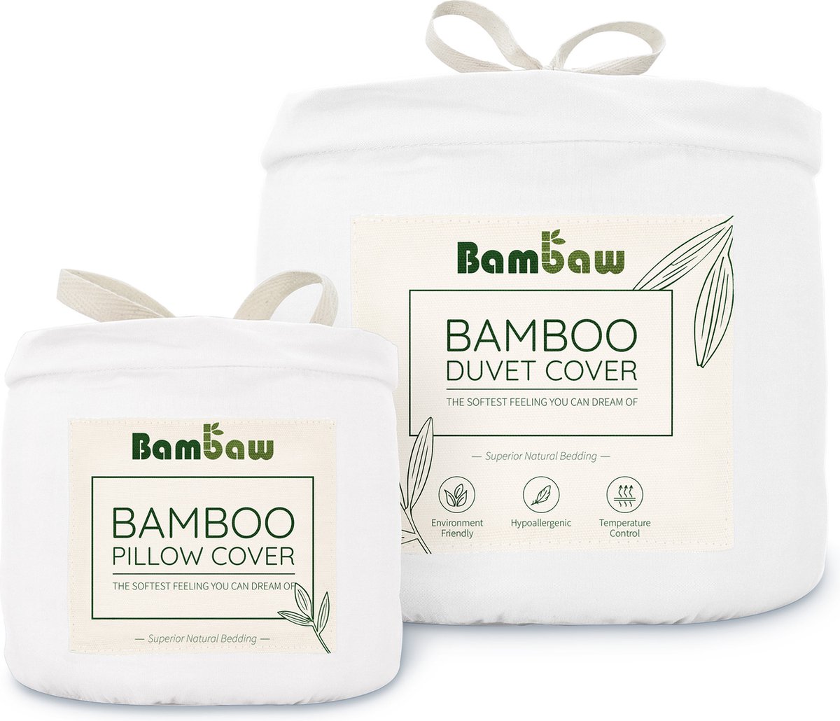 Bamboe Beddengoed Set - Dekbedovertrek 200x200 met 2 Kussenslopen 65x65 - Wit - Volwassen tweepersoons bed - Luxe ultra-ademende stof - Cadeau voor vrouw en man - Bambaw