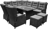 AVH-Collectie Ibiza premium hoek dining loungeset 9 delig antraciet