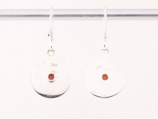 Boucles d'oreilles rondes en argent finement travaillées avec opale rose