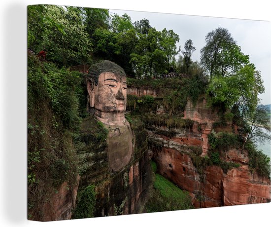 Le Grand Bouddha chinois de Leshan en Leshan Toile 30x20 cm - petit - Tirage photo sur toile (Décoration murale salon / chambre)