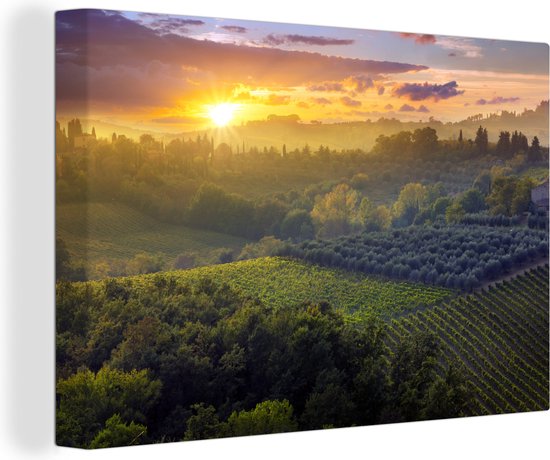 Tableau Toile Toscane - Paysage - Soleil - 150x100 cm - Décoration murale