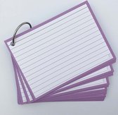 Leitner Flashcards - 50 flashcards A6 formaat (10,5 x 15 cm) - Lila - Systeemkaarten - Flitskaarten - Indexkaarten - Flashkaarten - Gelinieerd dubbelzijdig - Perforatie & Klikring