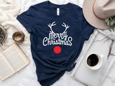 Lykke Merry Christmas T-Shirt | Kerst | Mannen - Vrouwen - Unisex | Katoen | Navy | Maat M