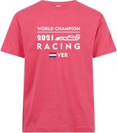 Kids T-shirt roze World Champion 2021 Racing | race supporter fan shirt | Formule 1 fan kleding | Max Verstappen / Red Bull racing supporter | wereldkampioen / kampioen | racing souvenir | ma