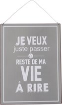 J-Line Plakkaat Life/Vie Engels/Frans Metaal Grijs/Wit Set van 6 Stuks